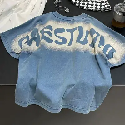 Children Bat Sleeve Tie-Dye T-Shirt Shorts Set Blue White