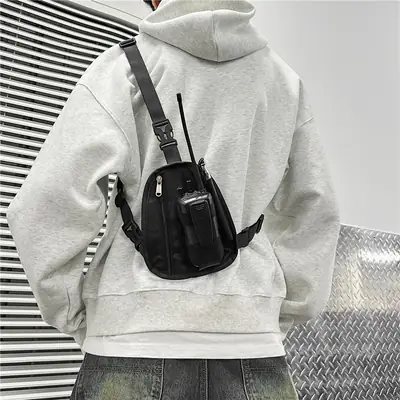 Men's Waterproof Crossbody Chest Bag Black Fashion