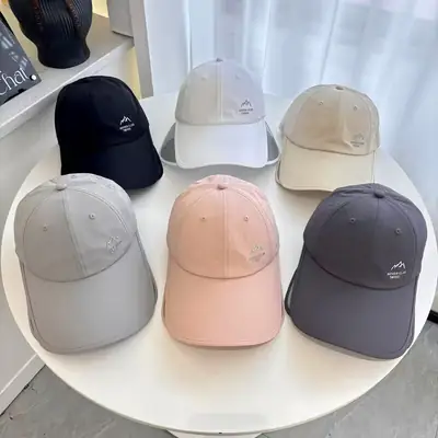 Men's White Baseball Cap with Wide Brim Sun Protection