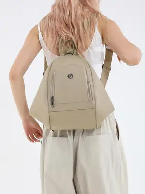 Women's Large Capacity Casual Shoulder Commuter Bag Beige