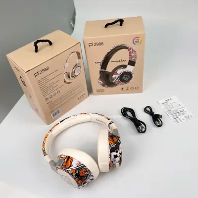 Wireless Bluetooth Headset with RGB Light Effect Full Ear Call Game