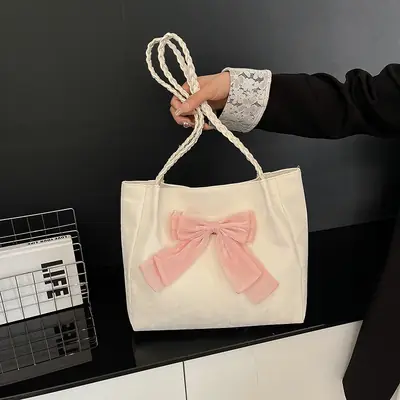 Women's Bow Contrast Shoulder Bag 2025 Trendy Casual