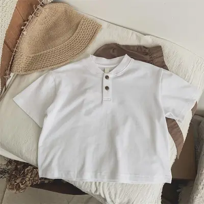 Boys White Short Sleeve Polo Shirt Summer 2025 Kids