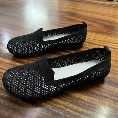Women's Black Mesh Slip-On Sandals Summer
