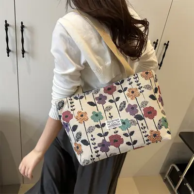 Women Floral Embroidered Commuter Tote Bag 2026