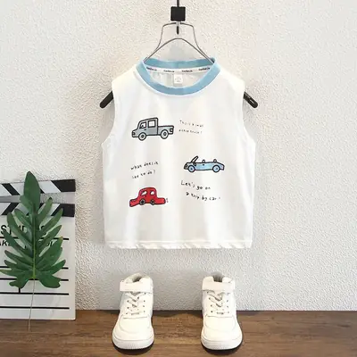 Boys Pure Cotton Summer Sleeveless T-Shirt White
