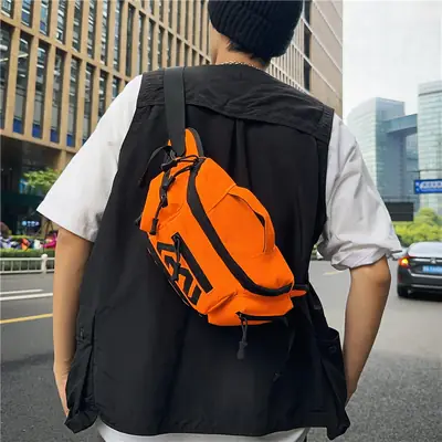 Orange Crossbody Bag for Men Motorcycle Backpack