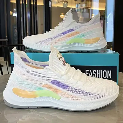 2025 New Summer Low-Cut Women's Fly-Knit Mesh Casual Breathable Lightweight Sports Women's Shoes Foreign Trade Popular Women's Shoes