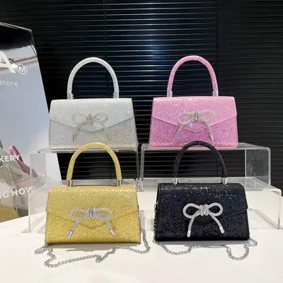 Bowknot Textured Square Handbag for Women