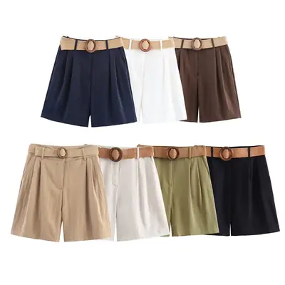 Women's Bermuda Shorts with Belt 2025 Summer