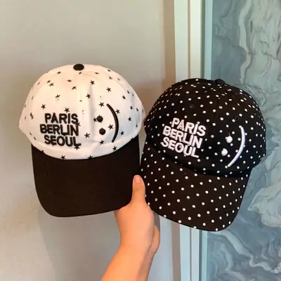Paris Berlin Seoul Smiley Cap Women Casual Baseball Cap