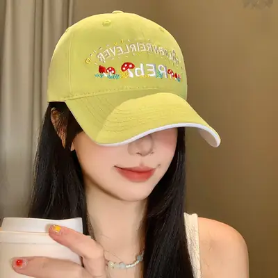 Korean Style Floral Embroidered Baseball Cap for Women