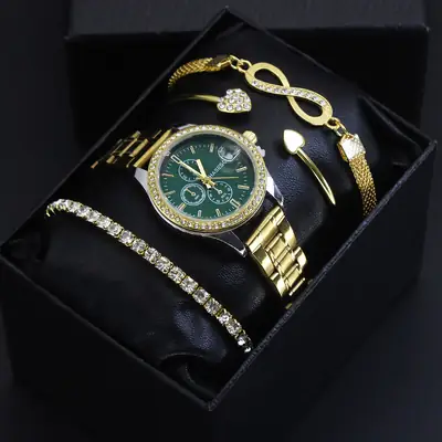 Women's Quartz Watch Set with Bracelet & Watch Finger