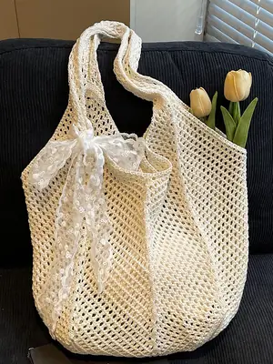 Knitted Woven Beach Bag Large Capacity Summer Seaside