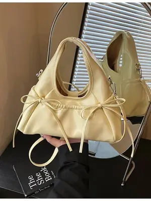 Women's Beige Bow Crossbody Tote Bag 2025
