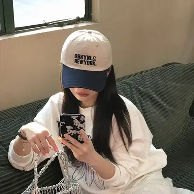 New York Brand Letter Cap for Women Blue White