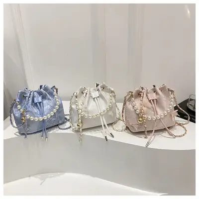 2025 Pearl Crossbody Bag Blue Pink Light