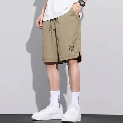 Men's 5-Piece Shorts Beige Loose Casual Wear