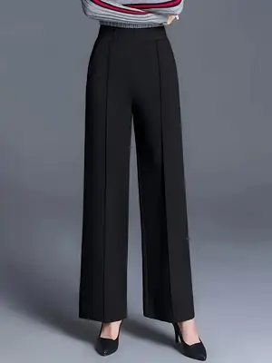 Women's Wide Leg High Waist Pants Grey Loose Slimming