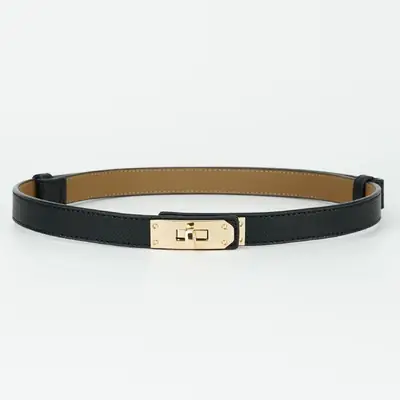 Women's Orange Genuine Leather Waist Belt with Buckle