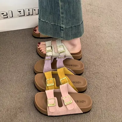Women's 2025 Summer Lazy Slippers with Buckle Strap