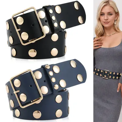 Green Korean Style Women's Belt with Square Buckle