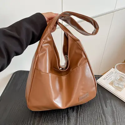 Women Retro Brown PU Shoulder Bag 2025