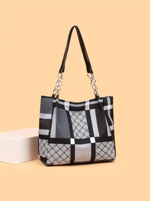 Large Capacity Plaid Shoulder Bag for Women