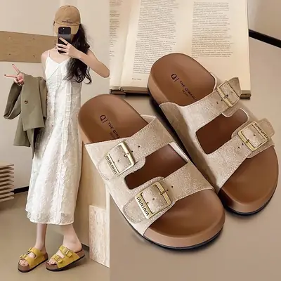 Women's Brown Leather Birkenstock Sandals Summer 2025