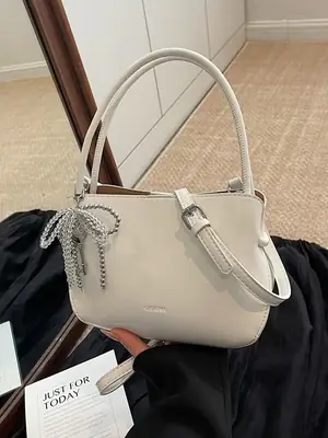 Women Crossbody Bag Beige Leather 2025 Trendy