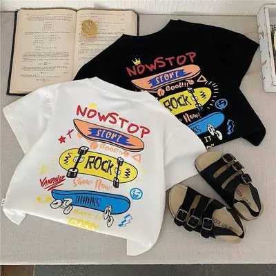 Boys Nowstop T-Shirt 2025 Summer Korean Style Small Medium