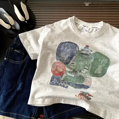 Kids Cartoon T-Shirt White 2025 Summer