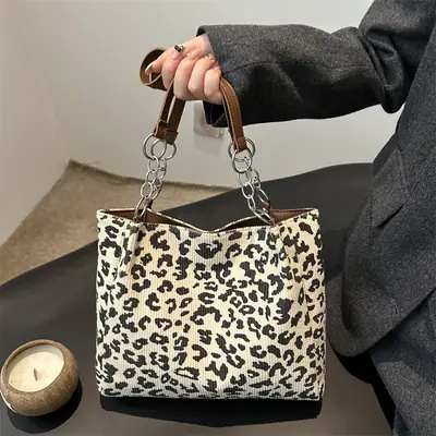 Leopard Print Chain Handbag for Women 2024