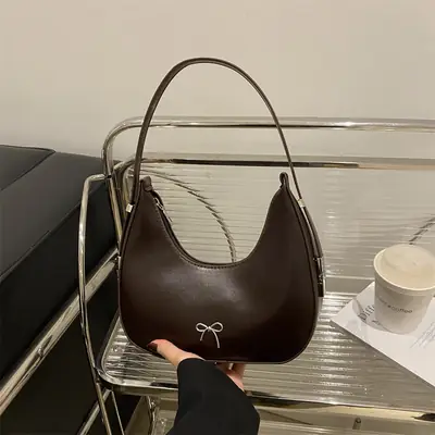 Brown Retro Armpit Bag Women's Leather Commuter Shoulder Bag