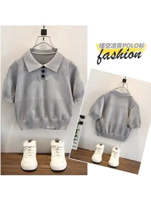 Boys Summer Lightweight Lapel T-Shirt White Navy 2026