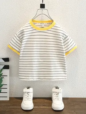 Boys Striped T-Shirt 2026 Summer Half Sleeve Top