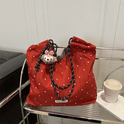 Women Polka Dot Chiffon Shoulder Bag Red 2025