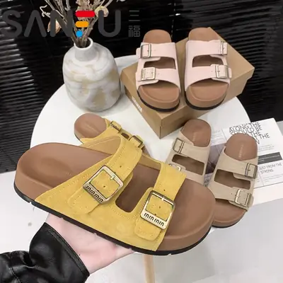 Women's Yellow Birkenstock Sandals with Buckle Strap