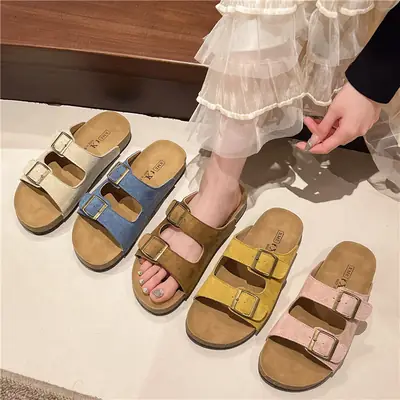 Women's Blue Leather Sandals Summer 2025