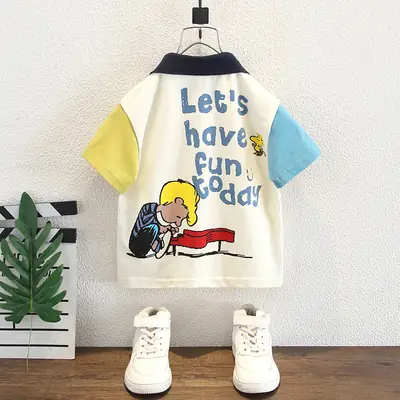 Boys Cotton Polo Shirt 2025 Summer Blue Yellow