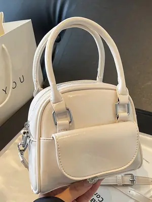 Korean Style Square Handbag for Women Cream