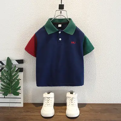 Boys Polo Shirt Navy Red Green Summer 2025