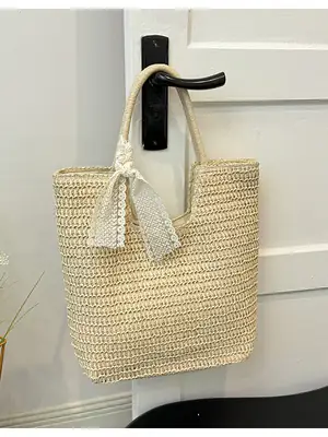 Hollow Straw Beach Bag Large Capacity Summer Casual Tote
