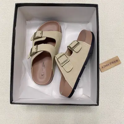 Women Red Birkenstock Slippers Summer Outer Wear 2025