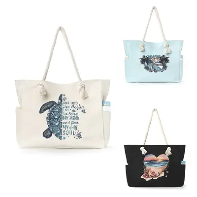 Turtle Print Cross-Border Women's Canvas Bag