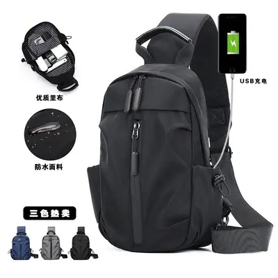 Men's Black Waterproof Crossbody Backpack with 3 Colors