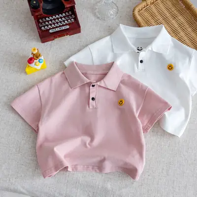 White Boys Polo Shirt 2025 Summer Casual Top