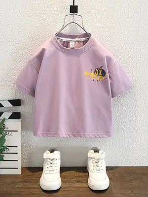 Kids Purple Short Sleeve T-Shirt 2026 New Model