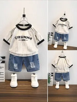 8266 Boys T-Shirt 2026 Round Neck Cotton Shorts Set