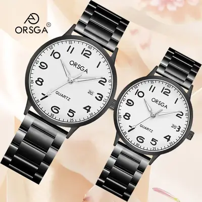 Orsga Quartz Leather Strap Watch for Men Women